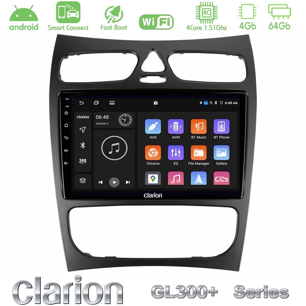 Clarion GL300+ Series 4Core Android ClarionOS 4+64GB  Mercedes CLK Class W209 2000-2004 Navigation Multimedia Tablet 9"