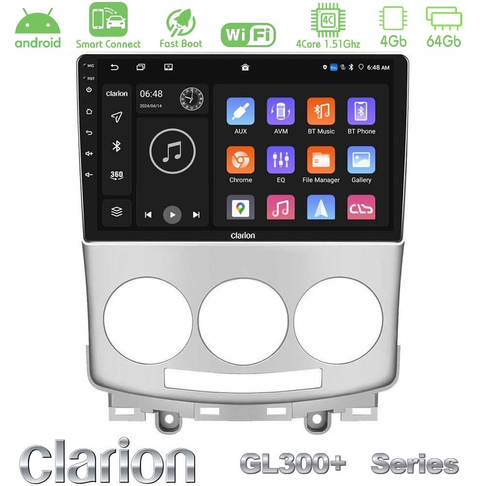 Clarion GL300+ Series 4Core Android ClarionOS 4+64GB  Mazda 5 2004-2010 Navigation Multimedia Tablet 9"