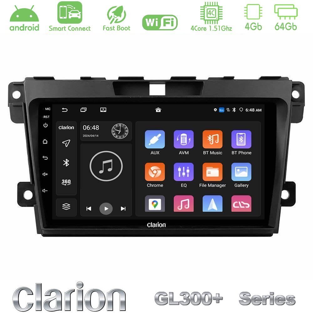 Clarion GL300+ Series 4Core Android ClarionOS 4+64GB  Mazda CX-7 2007-2011 Navigation Multimedia Tablet 9"