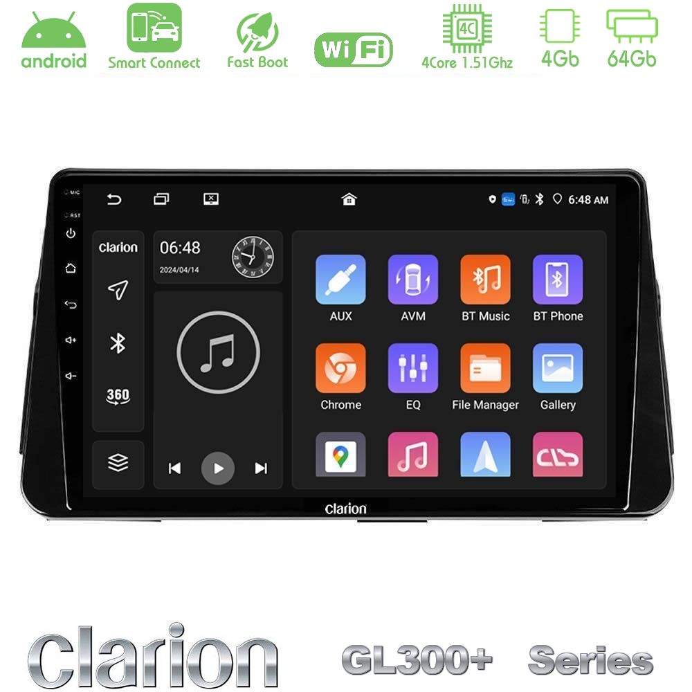 Clarion GL300+ Series 4Core Android ClarionOS 4+64GB  Nissan Micra K14 Navigation Multimedia Tablet 9"