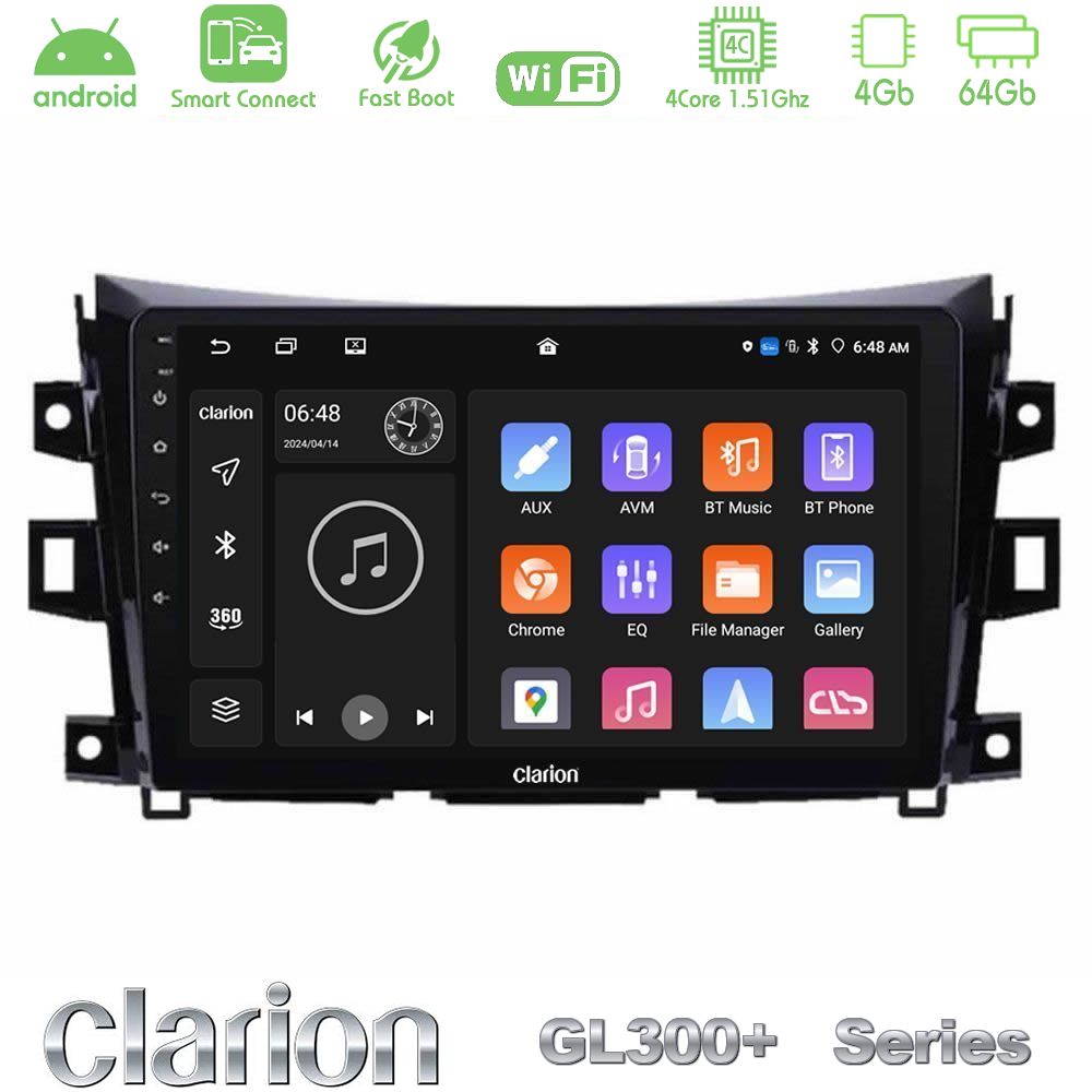 Clarion GL300+ Series 4Core Android ClarionOS 4+64GB  Nissan Navara NP300 Navigation Multimedia Tablet 9"