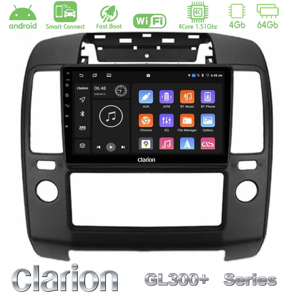 Clarion GL300+ Series 4Core Android ClarionOS 4+64GB  Nissan Navara Navigation Multimedia Tablet 9"