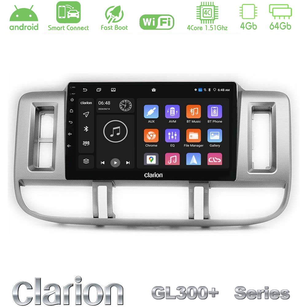 Clarion GL300+ Series 4Core Android ClarionOS 4+64GB  Nissan X-Trail (T30) 2000-2003 Navigation Multimedia Tablet 9"