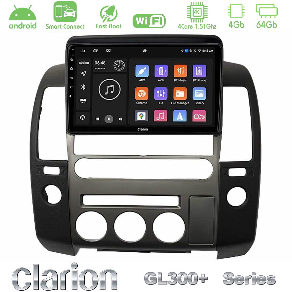Clarion GL300+ Series 4Core Android ClarionOS 4+64GB   Nissan Navara D40 2006-2012 (με εργ.οθόνη) Navigation Multimedia Tablet 9"