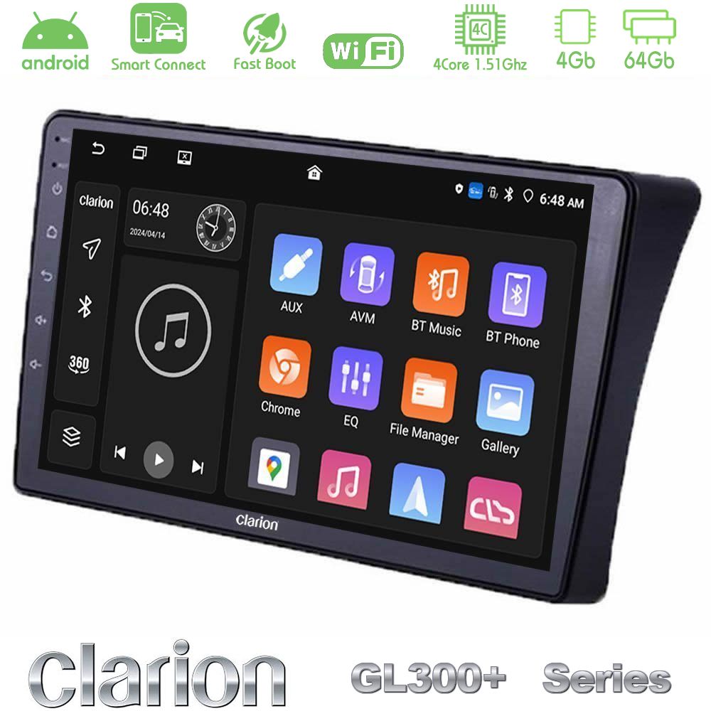Clarion GL300+ Series 4Core Android ClarionOS 4+64GB  Nissan Navara D40 Navigation Multimedia Tablet 9"