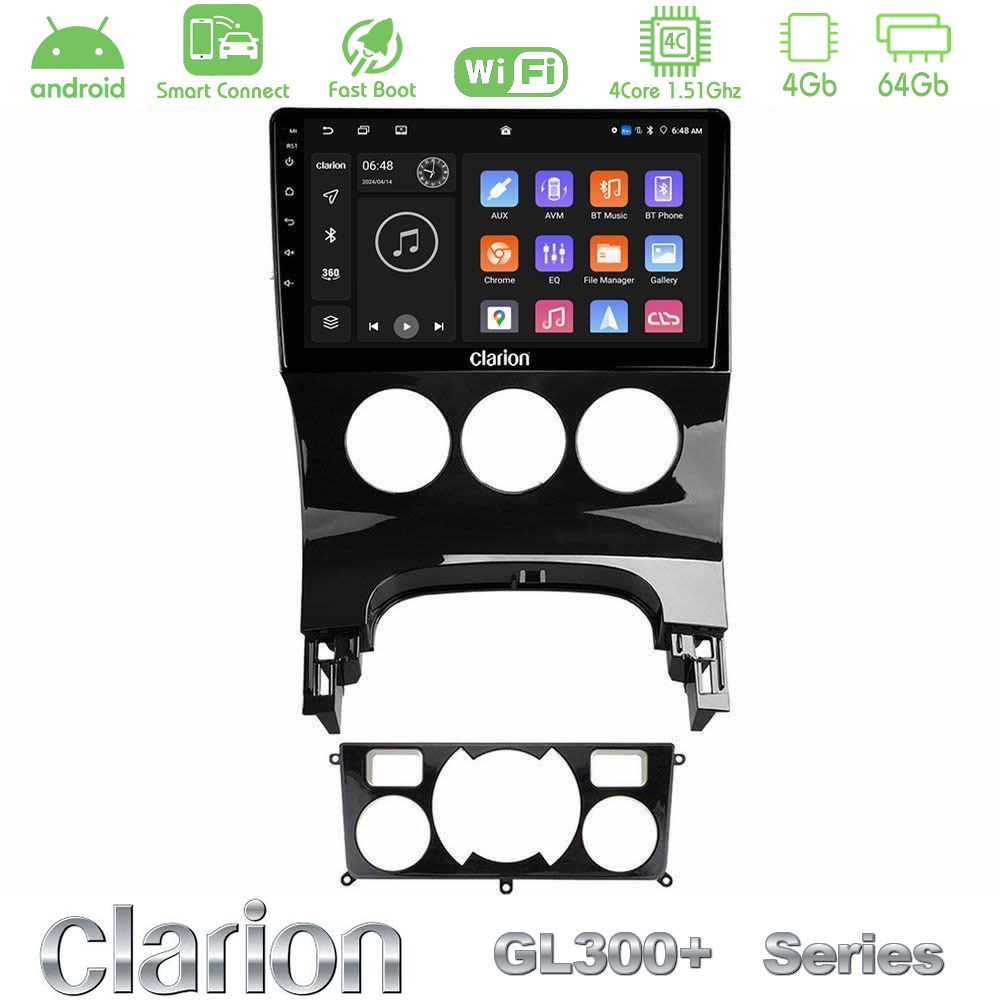 Clarion GL300+ Series 4Core Android ClarionOS 4+64GB  Peugeot 3008 AUTO A/C Navigation Multimedia Tablet 9"