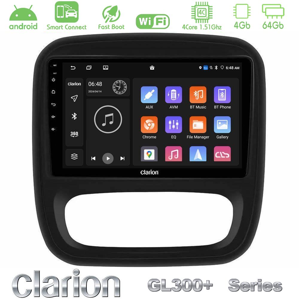 Clarion GL300+ Series 4Core Android ClarionOS 4+64GB  Renault/Nissan/Opel/Fiat Navigation Multimedia Tablet 9"