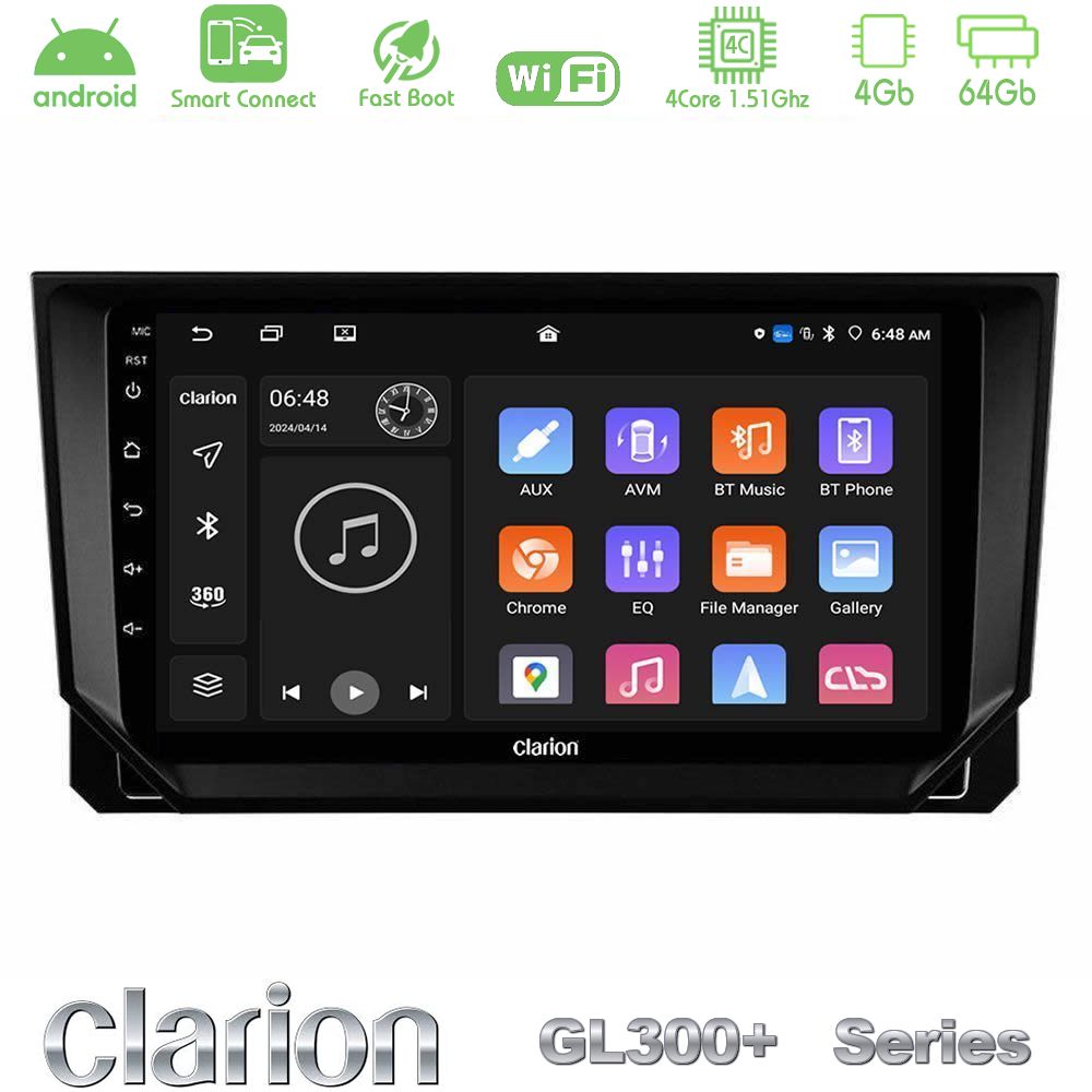 Clarion GL300+ Series 4Core Android ClarionOS 4+64GB  Seat Arona/Ibiza Navigation Multimedia Tablet 9"