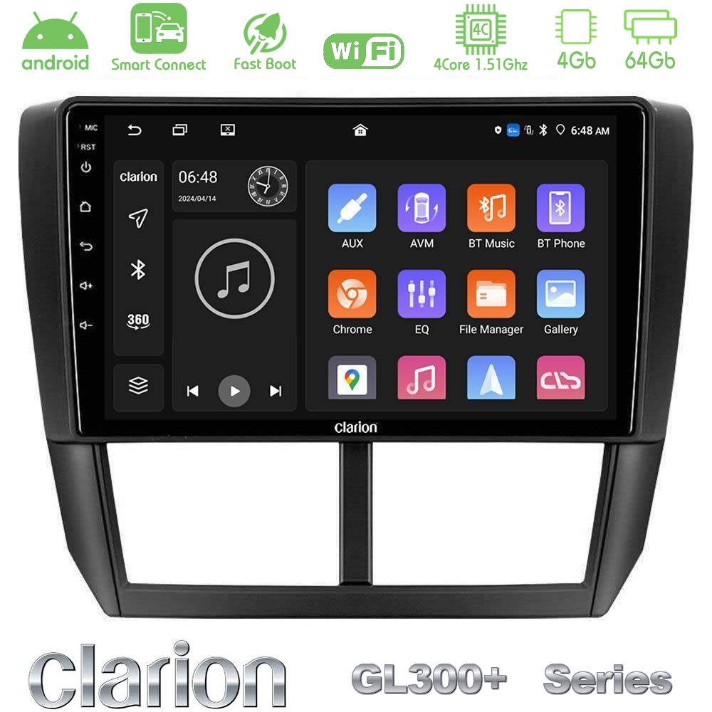 Clarion GL300+ Series 4Core Android ClarionOS 4+64GB  Subaru Forester Navigation Multimedia Tablet 9"