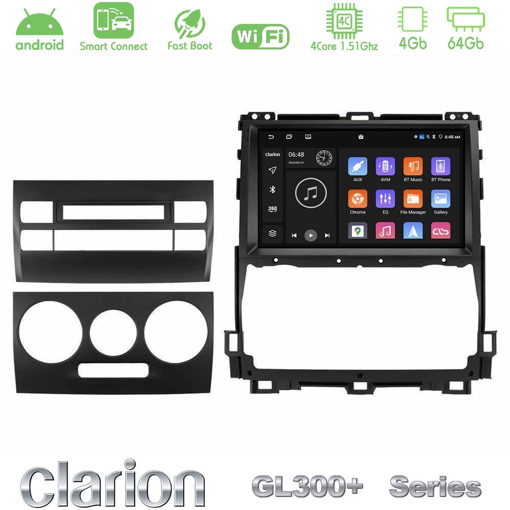 Clarion GL300+ Series 4Core Android ClarionOS 4+64GB  Toyota Land Cruiser J120 2002-2009 Navigation Multimedia Tablet 9"
