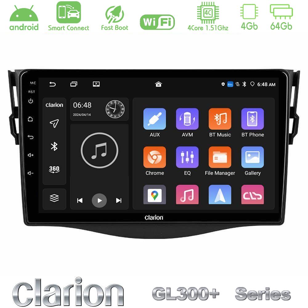 Clarion GL300+ Series 4Core Android ClarionOS 4+64GB  Toyota RAV4 Navigation Multimedia Tablet 9"
