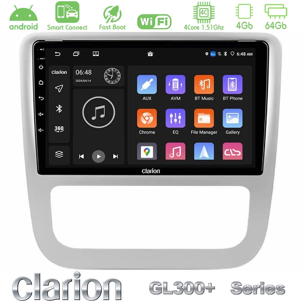Clarion GL300+ Series 4Core Android ClarionOS 4+64GB  VW Scirocco 2008-2014 Navigation Multimedia Tablet 9"