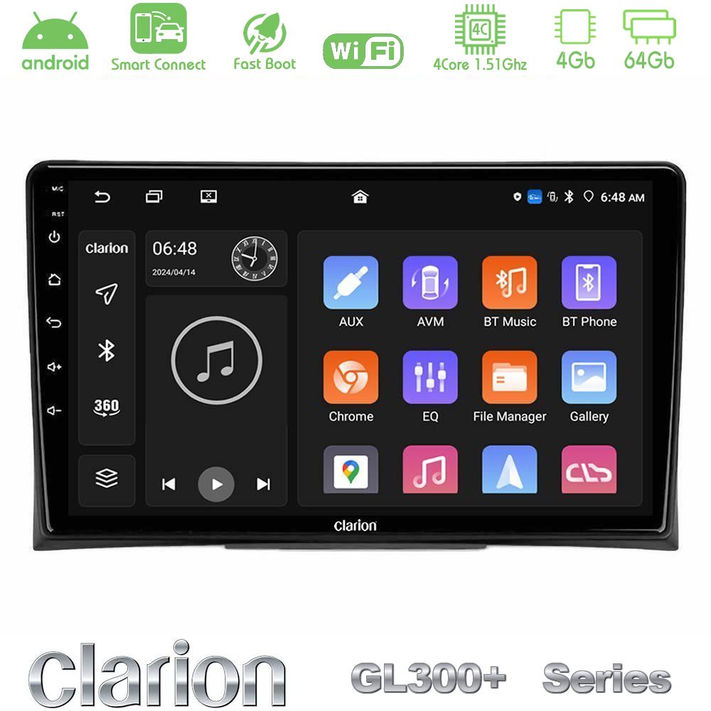 Clarion GL300+ Series 4Core Android ClarionOS 4+64GB  VW Transporter 2003-2015 Navigation Multimedia Tablet 9"