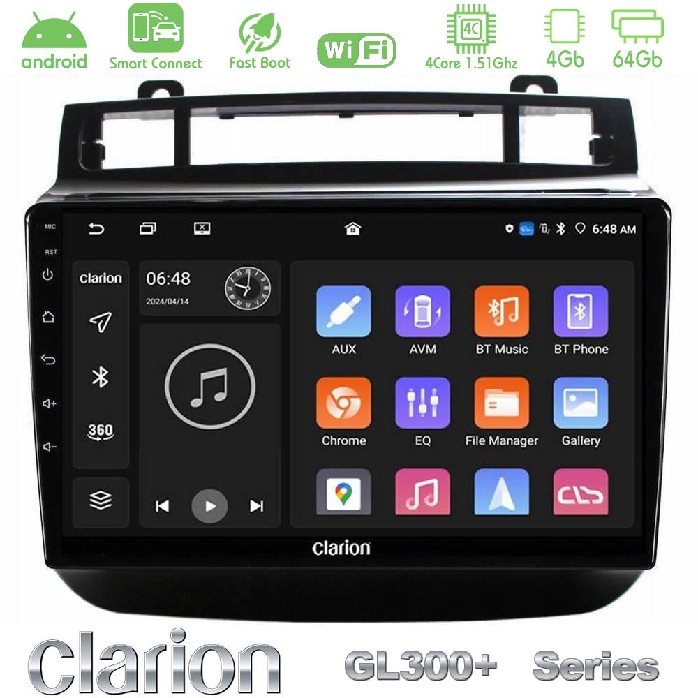 Clarion GL300+ Series 4Core Android ClarionOS 4+64GB VW Touareg 2011-2018 Navigation Multimedia Tablet 9"