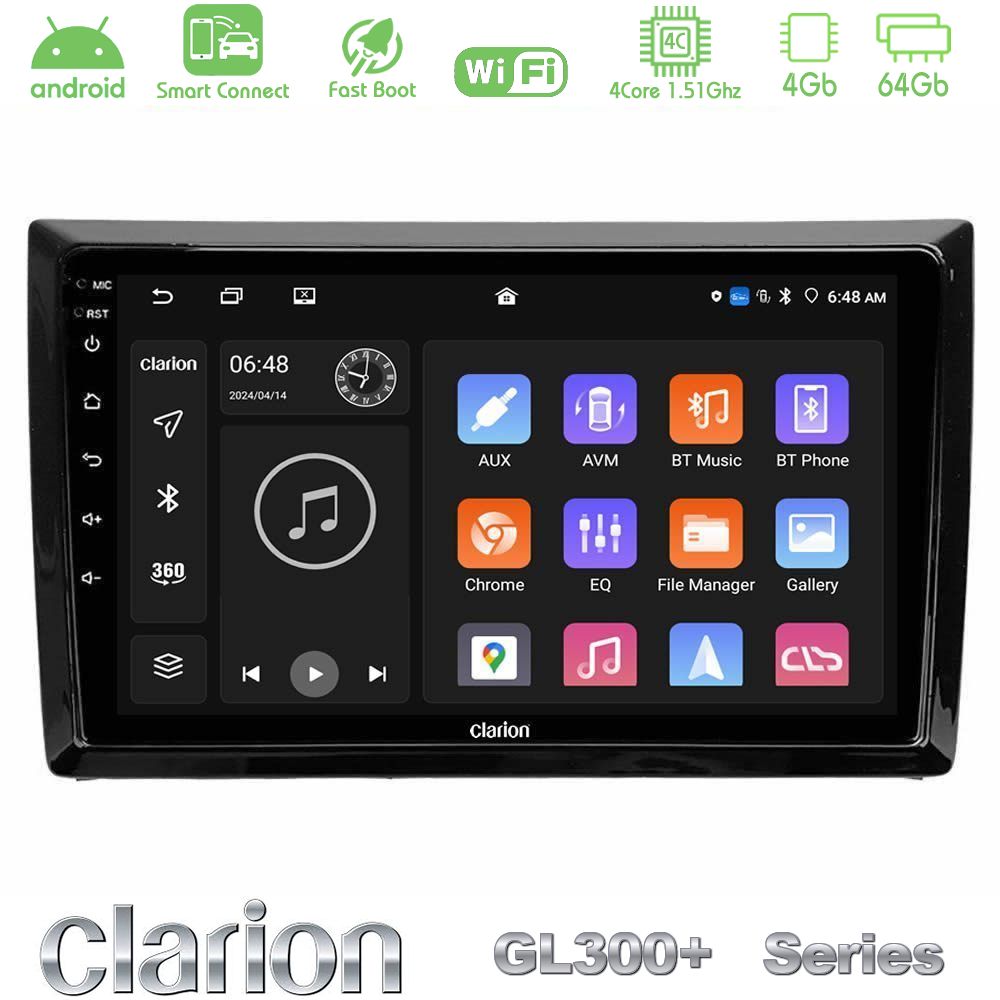 Clarion GL300+ Series 4Core Android ClarionOS 4+64GB  VW Beetle Navigation Multimedia Tablet 9"