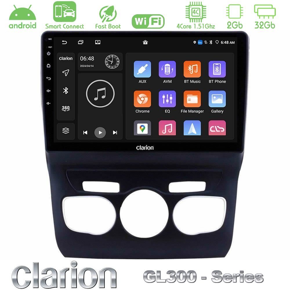 Clarion GL300 Series 4Core Android ClarionOS 2+32GB Citroen C4L Navigation Multimedia Tablet 10" Με Carplay & Android Auto