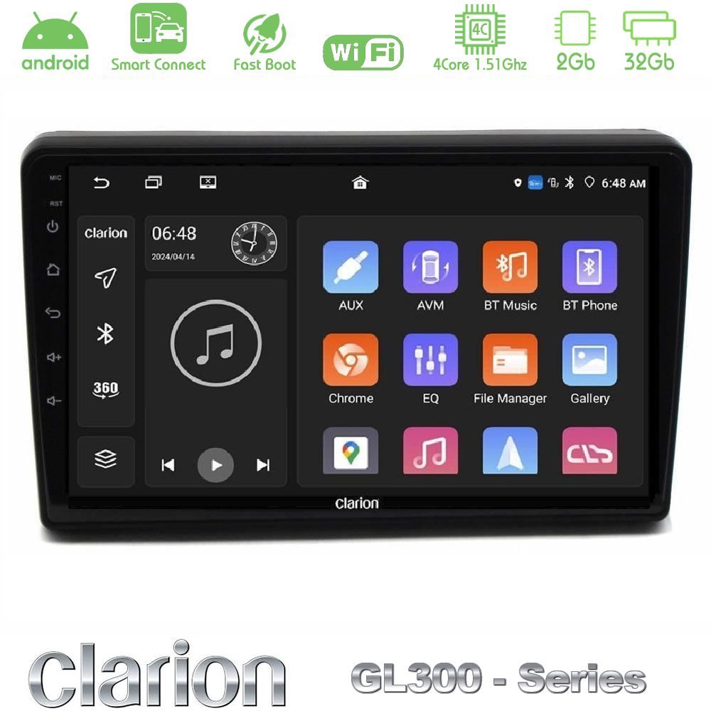 Clarion GL300 Series 4Core Android ClarionOS 2+32GB Citroen C5 2008-2019 Navigation Multimedia Tablet 10" Με Carplay & Android Auto