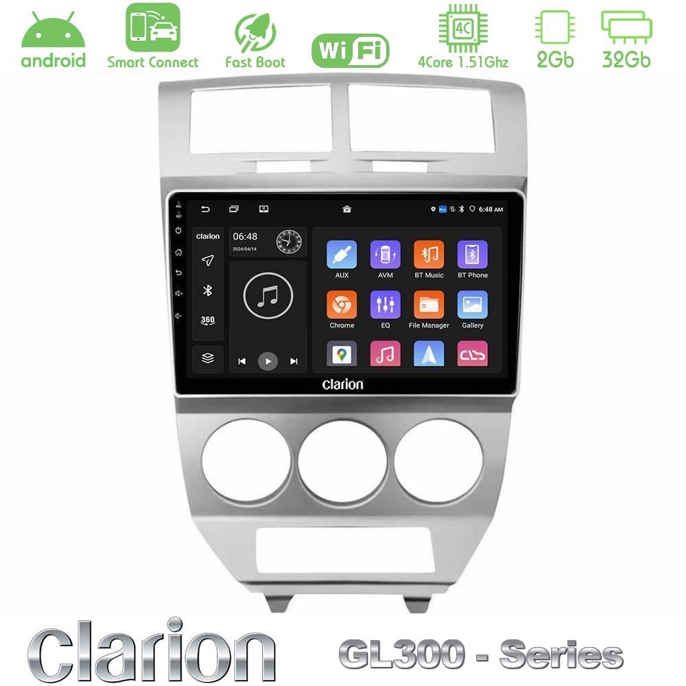 Clarion GL300 Series 4Core Android ClarionOS 2+32GB Dodge Caliber 2006-2011 Navigation Multimedia Tablet 10" Με Carplay & Android Auto
