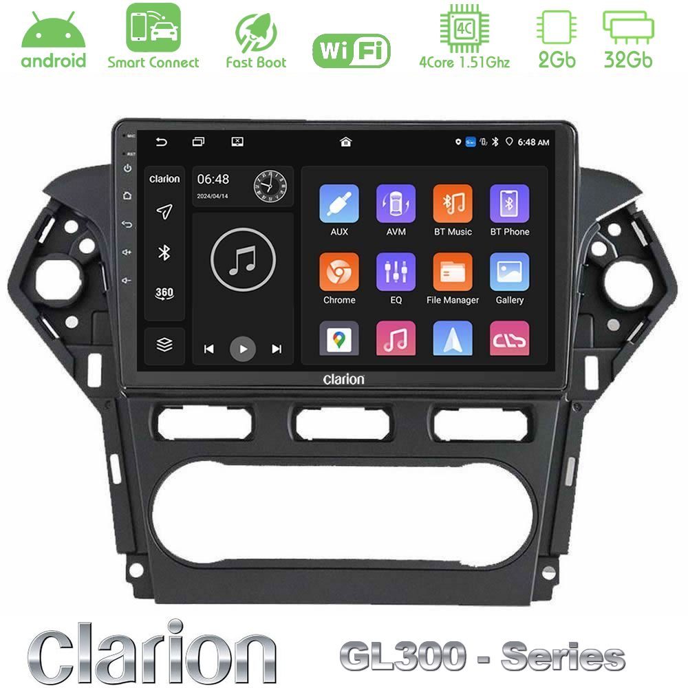 Clarion GL300 Series 4Core Android ClarionOS 2+32GB Ford Mondeo 2011-2014 Navigation Multimedia Tablet 10" Με Carplay & Android Auto