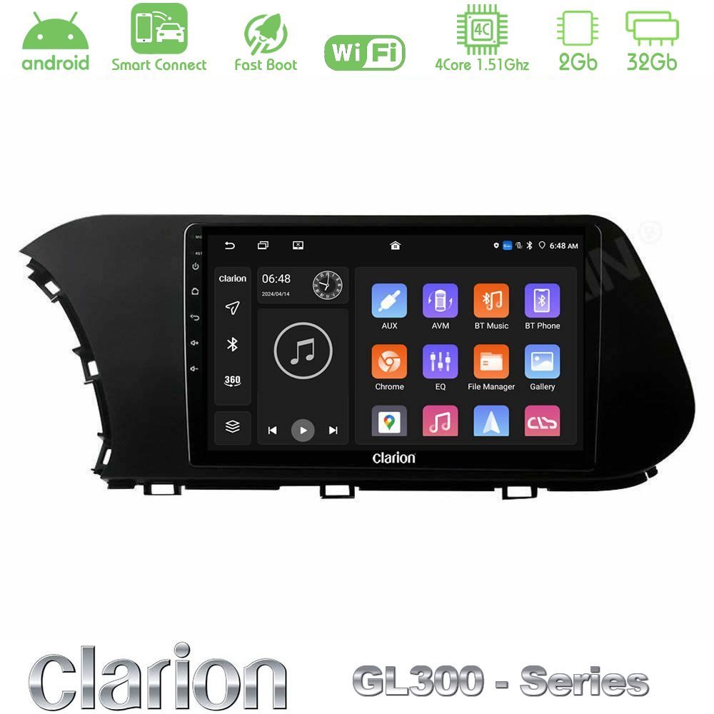 Clarion GL300 Series 4Core Android ClarionOS 2+32GB Hyundai i20 2021-2023 Navigation Multimedia Tablet 10" Με Carplay & Android Auto