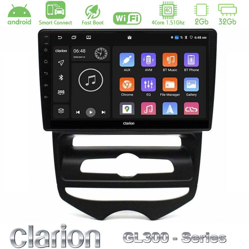 Clarion GL300 Series 4Core Android ClarionOS 2+32GB Hyundai ix20 2010-2020 (MANUAL A/C) Navigation Multimedia Tablet 10" Με Carplay & Android Auto