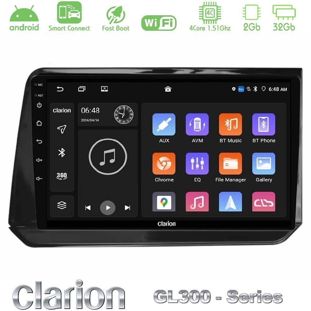 Clarion GL300 Series 4Core Android ClarionOS 2+32GB Nissan Note 2021-2026 RHD Navigation Multimedia Tablet 10" Με Carplay & Android Auto