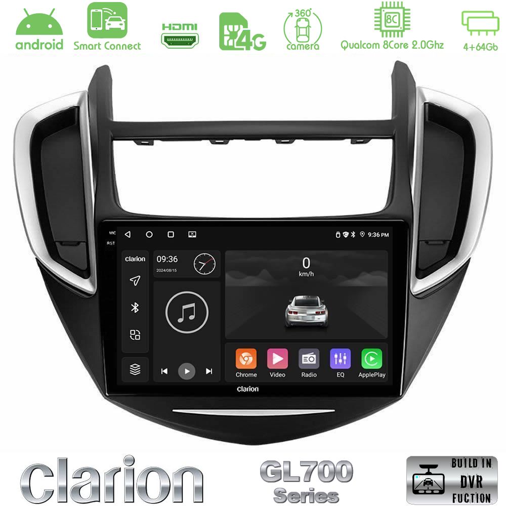 Clarion GL700 Series 8Core Android ClarionOS 4+64GB Chevrolet Trax 2013-2020 Navigation Multimedia Tablet 9" Με Carplay & Android Auto