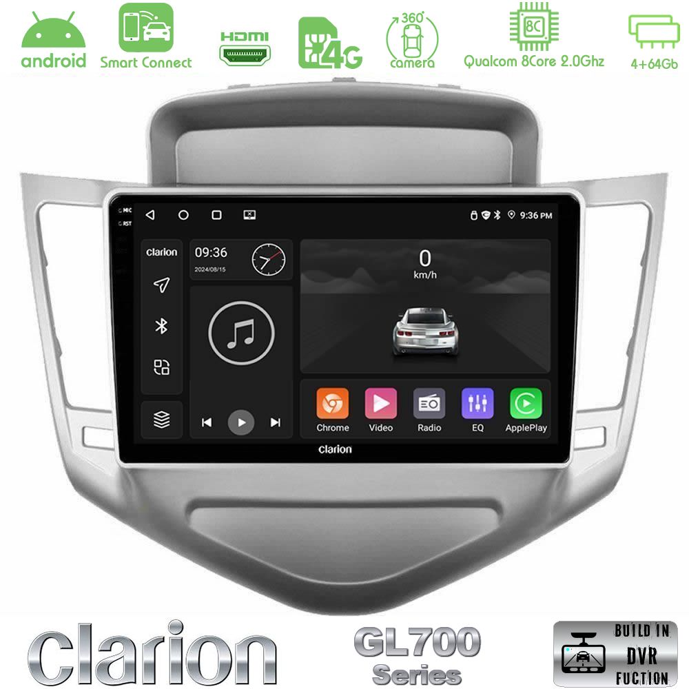 Clarion GL700 Series 8Core Android ClarionOS 4+64GB Chevrolet Cruze 2009-2012 Navigation Multimedia Tablet 9" Με Carplay & Android Auto