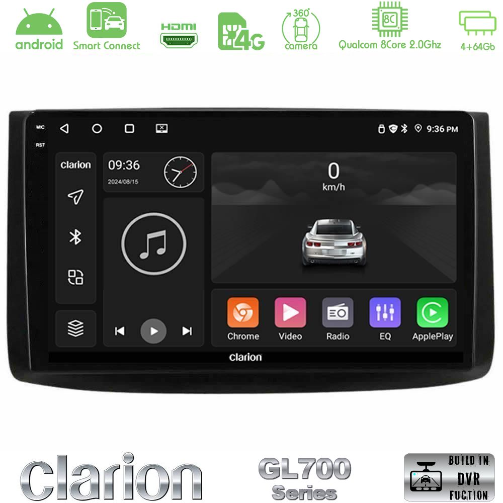 Clarion GL700 Series 8Core Android ClarionOS 4+64GB Chevrolet Aveo 2006-2010 Navigation Multimedia Tablet 9" Με Carplay & Android Auto