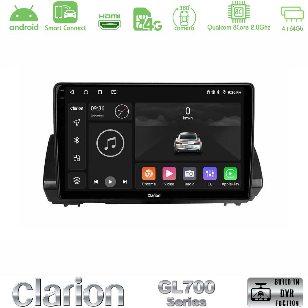 Clarion GL700 Series 8Core Android ClarionOS 4+64GB Dacia Sandero/Logan/Jogger 2022-> Navigation Multimedia Tablet 9" Με Carplay & Android Auto