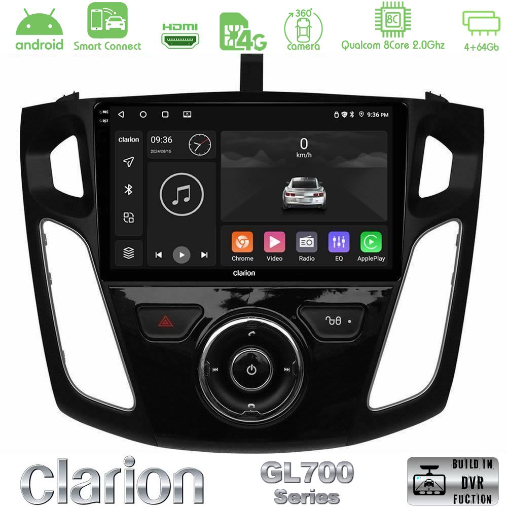 Clarion GL700 Series 8Core Android ClarionOS 4+64GB Ford Focus 2012-2018 Navigation Multimedia Tablet 9" Με Carplay & Android Auto