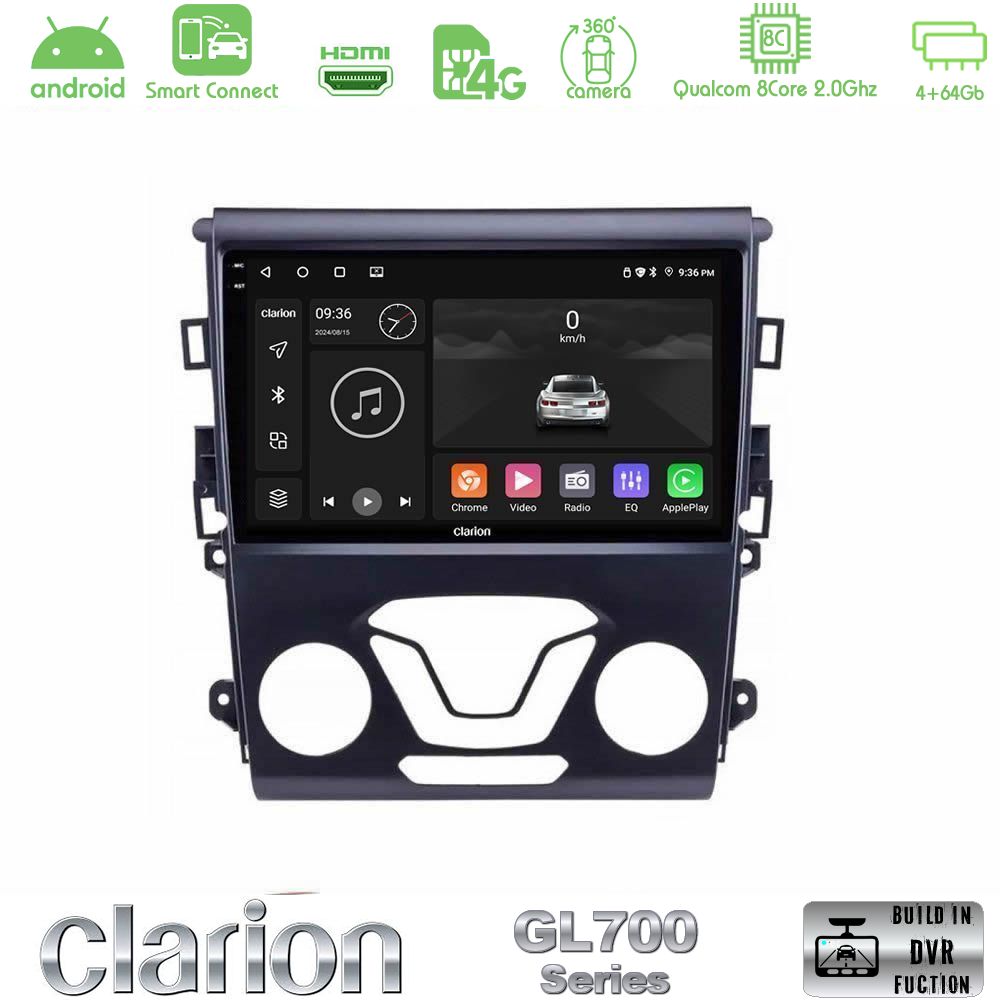 Clarion GL700 Series 8Core Android ClarionOS 4+64GB Ford Mondeo 2014-2017 Navigation Multimedia Tablet 9" Με Carplay & Android Auto