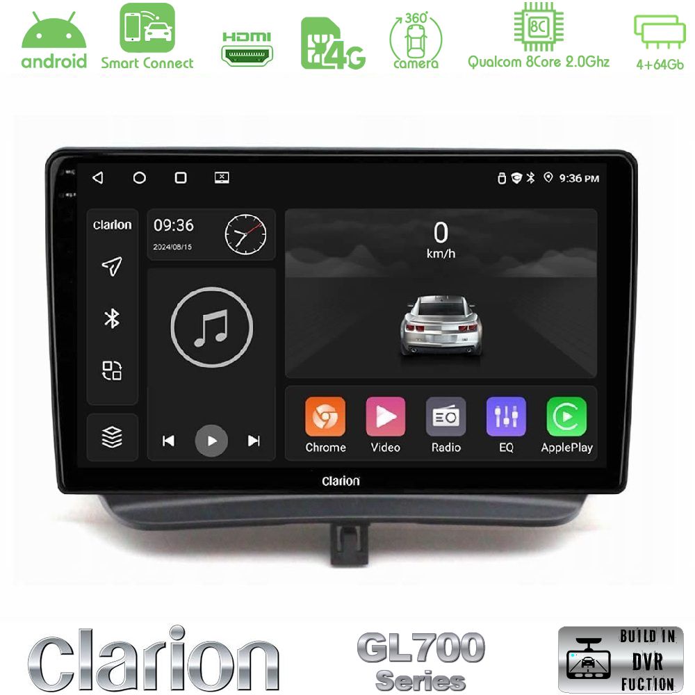 Clarion GL700 Series 8Core Android ClarionOS 4+64GB Ford Courier 2015-2023 Navigation Multimedia Tablet 9" Με Carplay & Android Auto