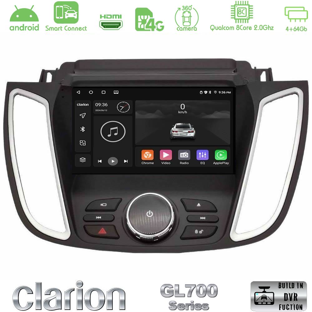 Clarion GL700 Series 8Core Android ClarionOS 4+64GB Ford Kuga/C-Max 2013-2019 Navigation Multimedia Tablet 9" Με Carplay & Android Auto