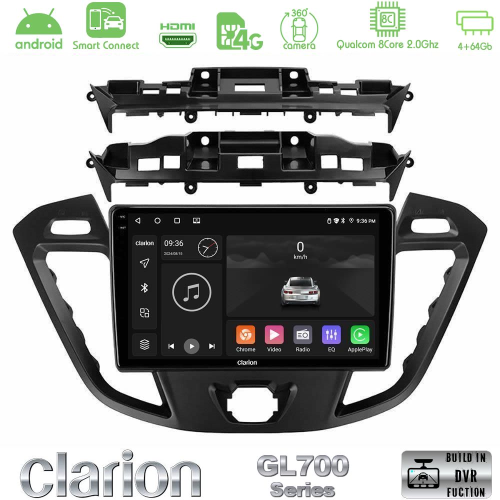 Clarion GL700 Series 8Core Android ClarionOS 4+64GB Ford Transit Custom/Tourneo Custom Navigation Multimedia Tablet 9" Με Carplay & Android Auto