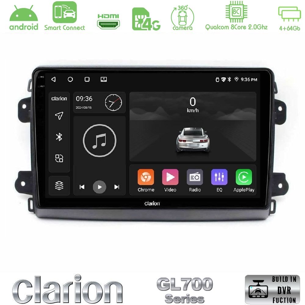 Clarion GL700 Series 8Core Android ClarionOS 4+64GB Citroen/Fiat/Opel Navigation Multimedia Tablet 9" Με Carplay & Android Auto