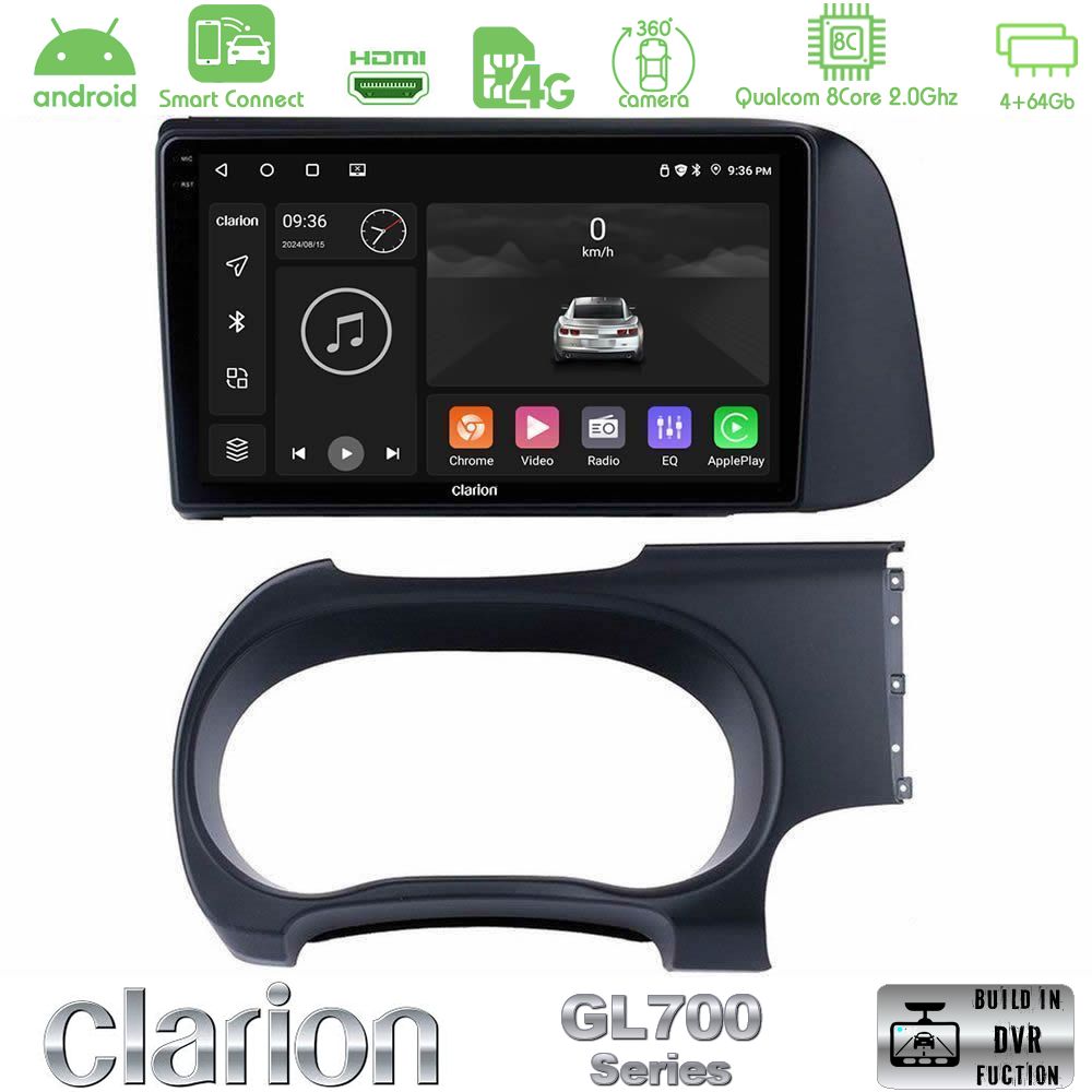 Clarion GL700 Series 8Core Android ClarionOS 4+64GB Hyundai i10 Navigation Multimedia Tablet 9" Με Carplay & Android Auto