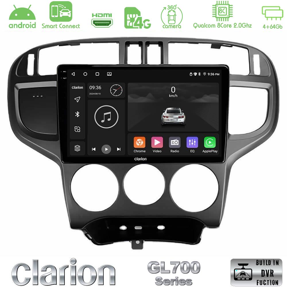 Clarion GL700 Series 8Core Android ClarionOS 4+64GB Hyundai Matrix 2001-2010 Navigation Multimedia Tablet 9" Με Carplay & Android Auto