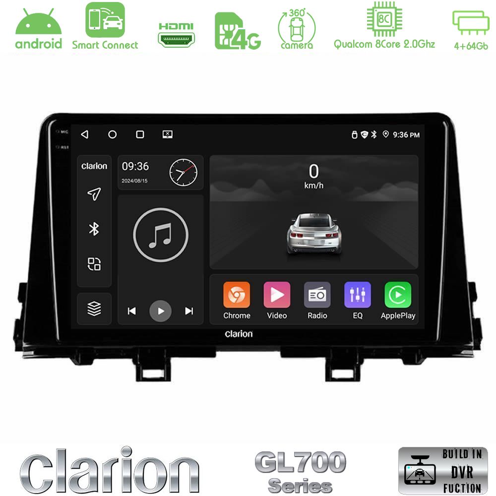 Clarion GL700 Series 8Core Android ClarionOS 4+64GB Kia Picanto 2017-2021 Navigation Multimedia Tablet 9" Με Carplay & Android Auto