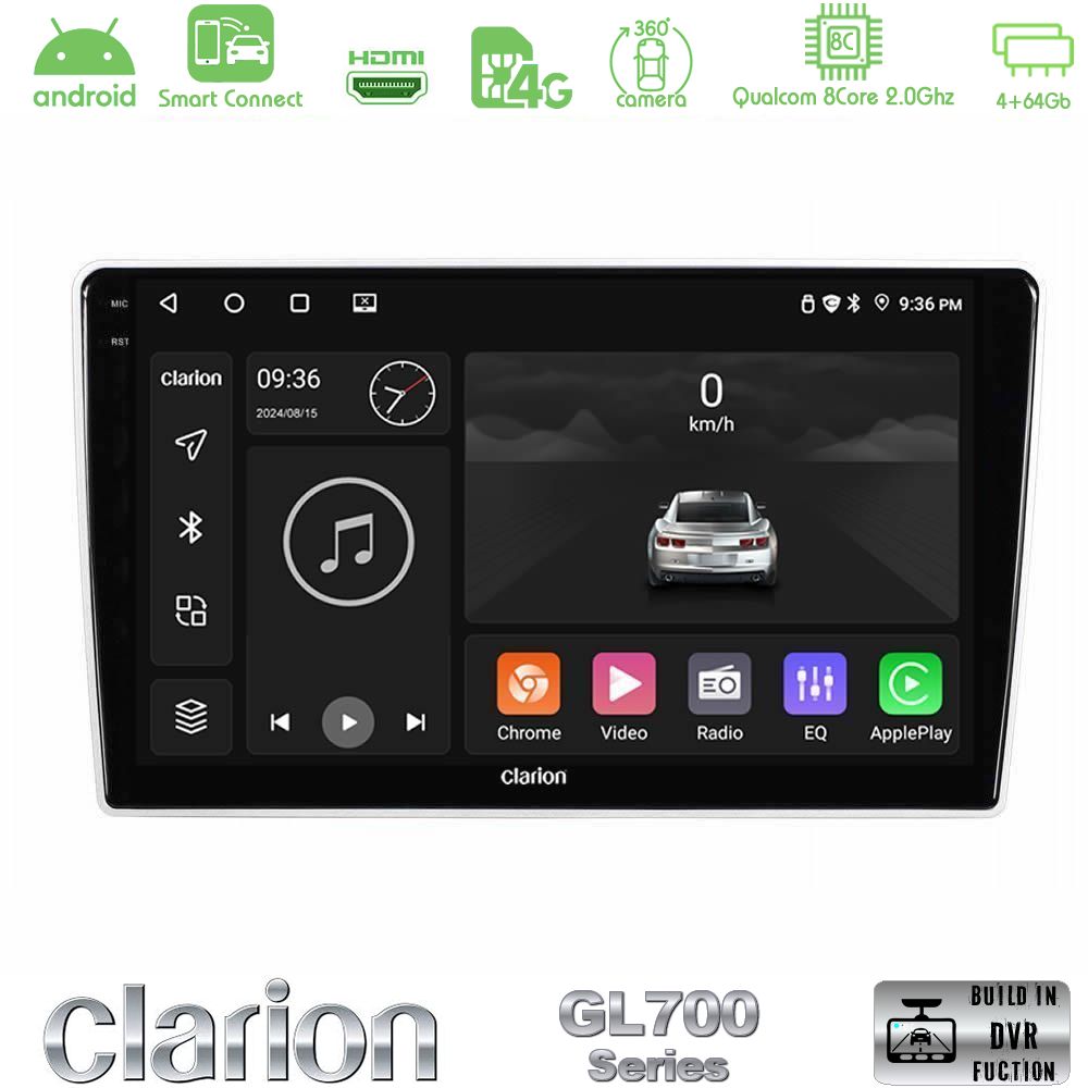 Clarion GL700 Series Kia Sportage 2005-2008 8Core Android ClarionOS 4+64GB Navigation Multimedia Tablet 9" Με Carplay & Android Auto Με Carplay & Android Auto