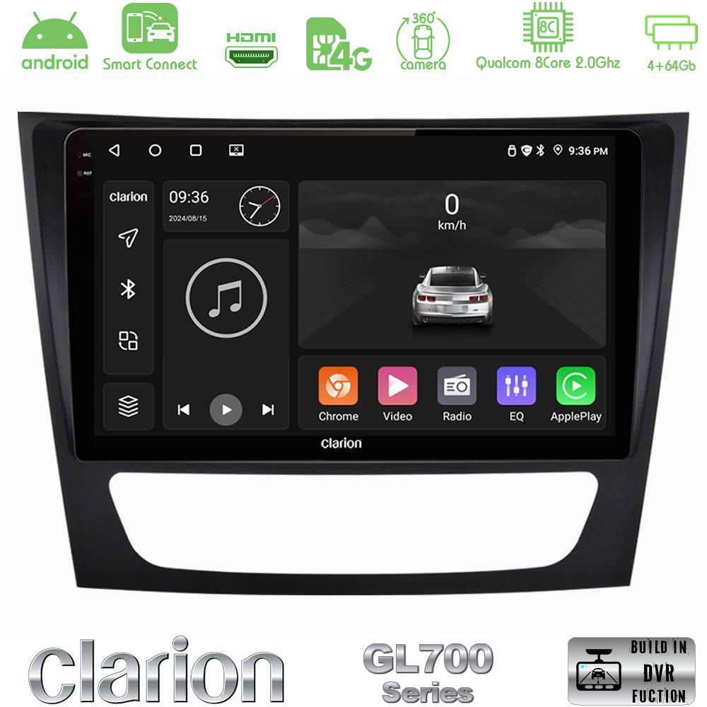 Clarion GL700 Series 8Core Android ClarionOS 4+64GB Mercedes E Class / CLS Class Navigation Multimedia Tablet 9" Με Carplay & Android Auto