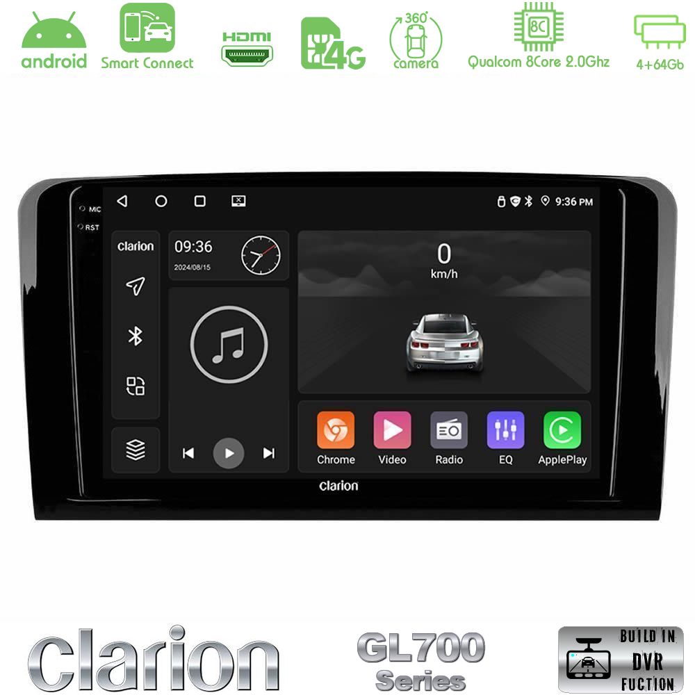 Clarion GL700 Series 8Core Android ClarionOS 4+64GB Mercedes ML/GL Class Navigation Multimedia Tablet 9" Με Carplay & Android Auto