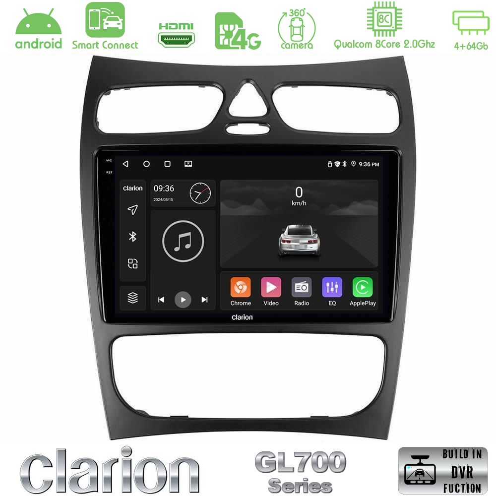 Clarion GL700 Series 8Core Android ClarionOS 4+64GB Mercedes CLK Class W209 2000-2004 Navigation Multimedia Tablet 9" Με Carplay & Android Auto