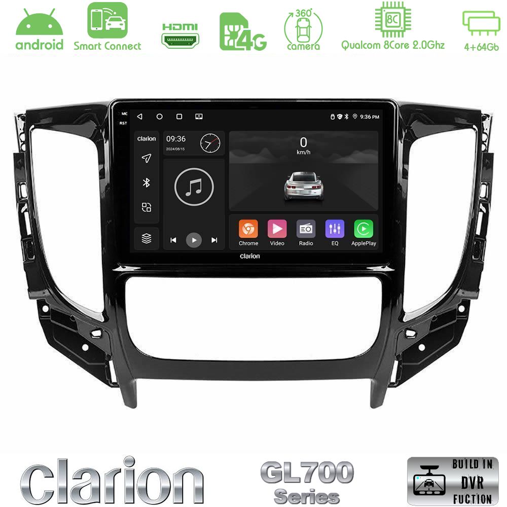 Clarion GL700 Series 8Core Android ClarionOS 4+64GB Mitsubishi L200 2016-> & Fiat Fullback (Auto A/C) Navigation Multimedia Tablet 9" Με Carplay & Android Auto