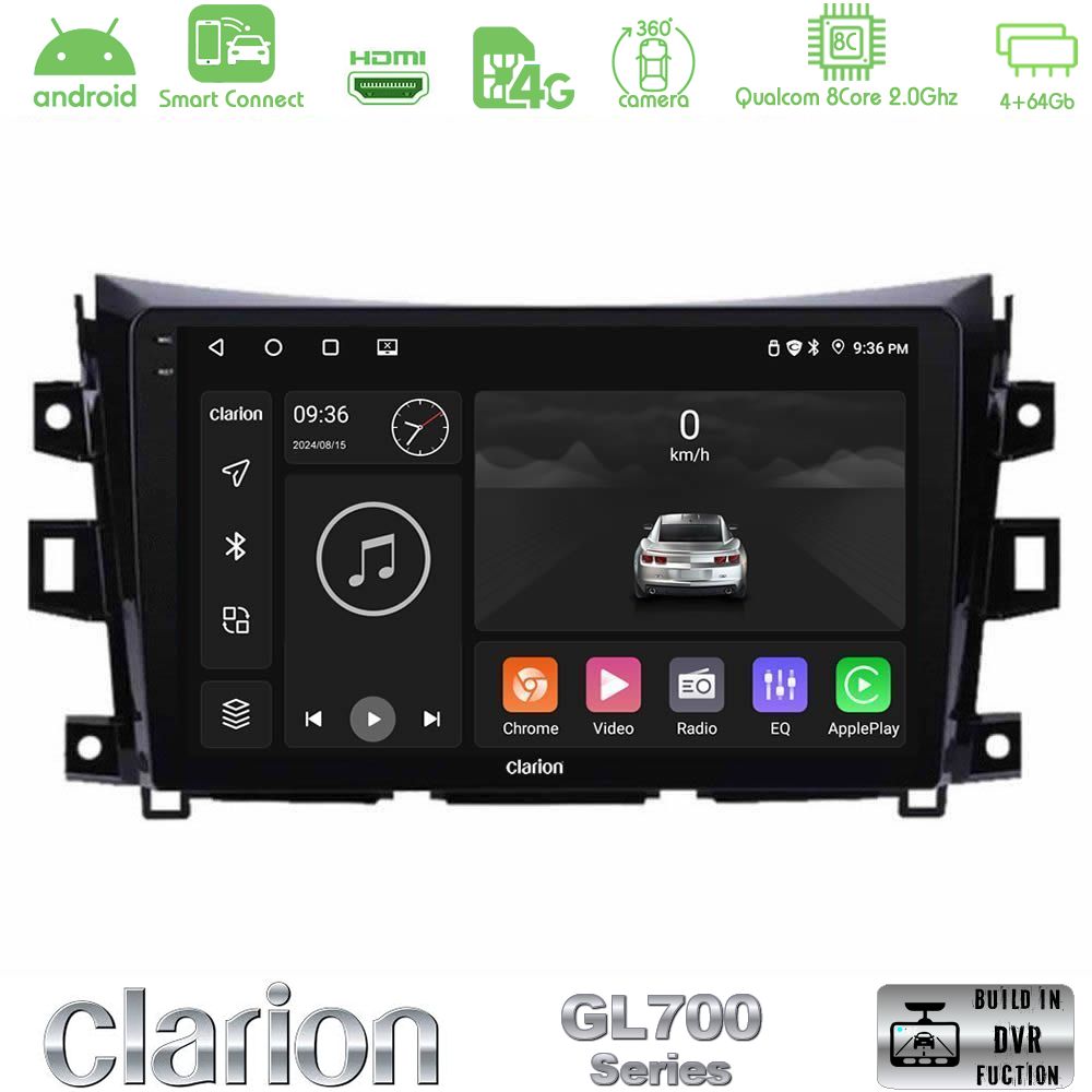 Clarion GL700 Series 8Core Android ClarionOS 4+64GB Nissan Navara NP300 Navigation Multimedia Tablet 9" Με Carplay & Android Auto