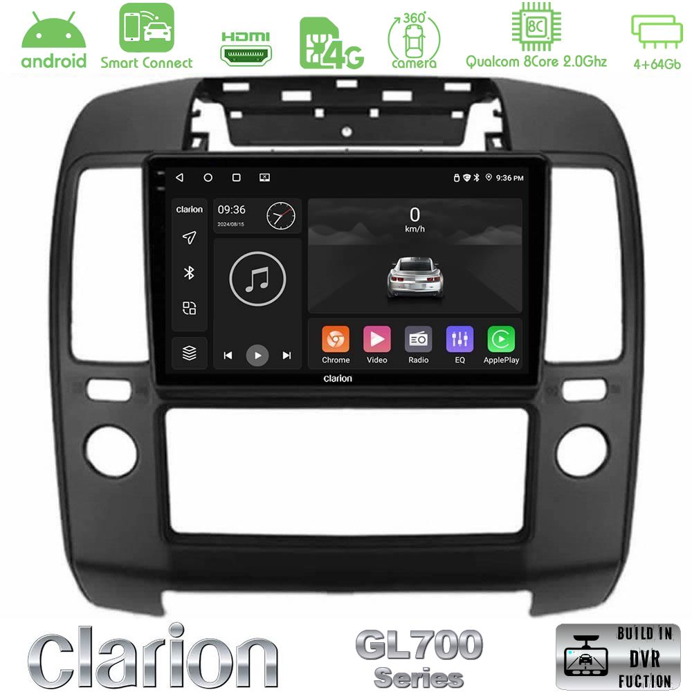 Clarion GL700 Series 8Core Android ClarionOS 4+64GB Nissan Navara Navigation Multimedia Tablet 9" Με Carplay & Android Auto