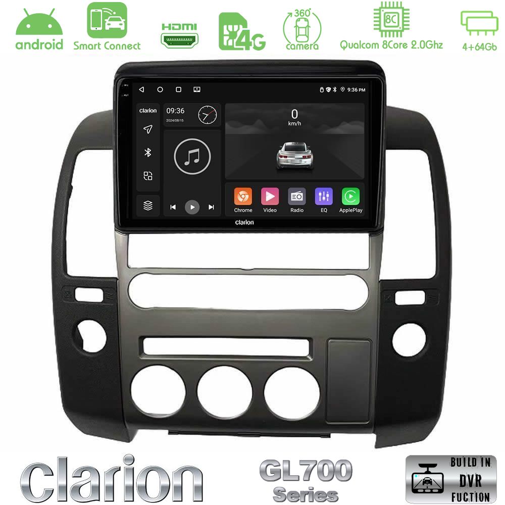 Clarion GL700 Series 8Core Android ClarionOS 4+64GB  Nissan Navara D40 2006-2012 (με εργ.οθόνη) Navigation Multimedia Tablet 9" Με Carplay & Android Auto
