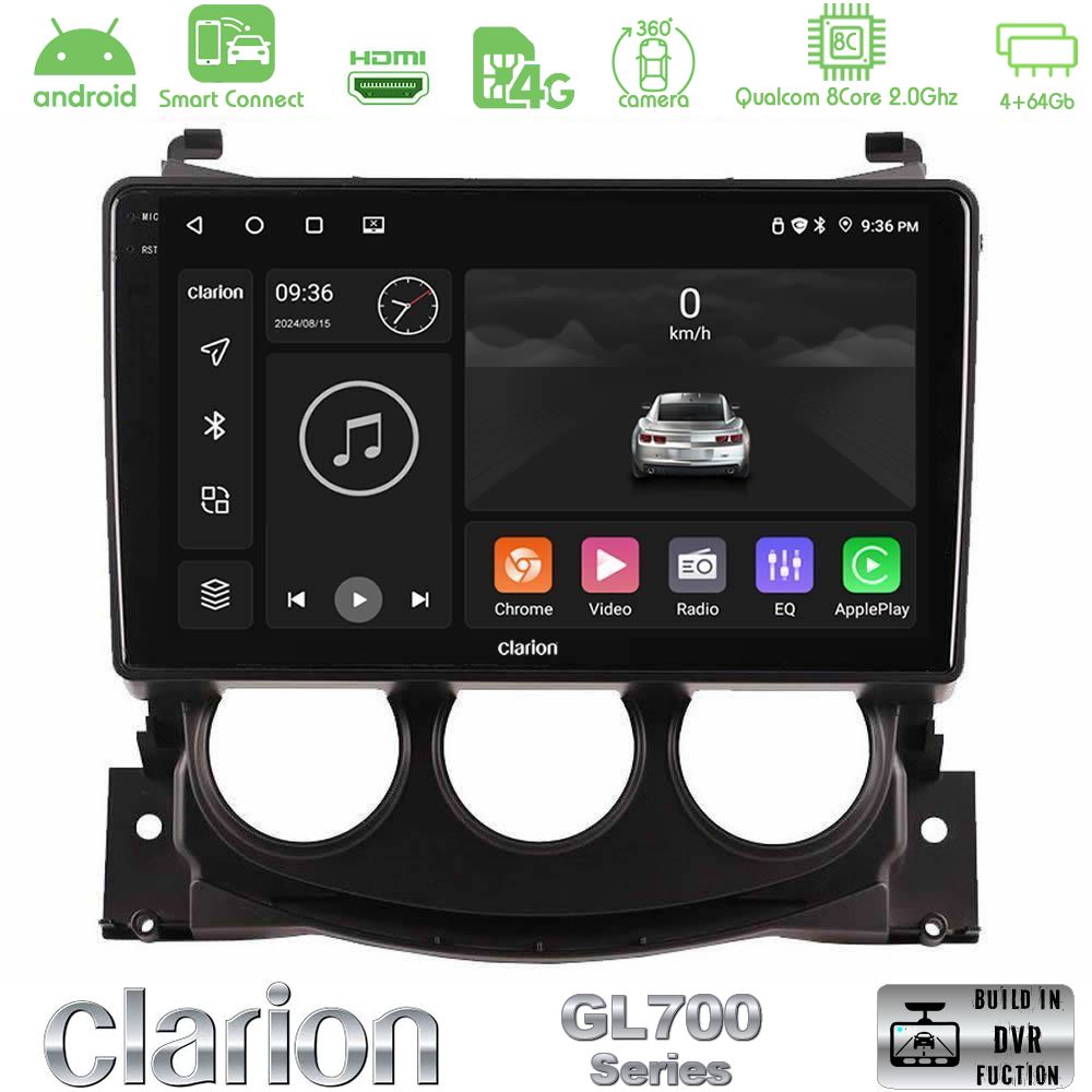 Clarion GL700 Series Nissan 370Z 2009-2013 8Core Android ClarionOS 4+64GB Navigation Multimedia Tablet 9" Με Carplay & Android Auto