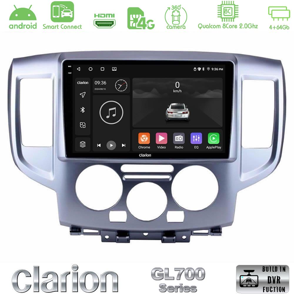 Clarion GL700 Series 8Core Android ClarionOS 4+64GB Nissan NV200 Navigation Multimedia Tablet 9" Με Carplay & Android Auto