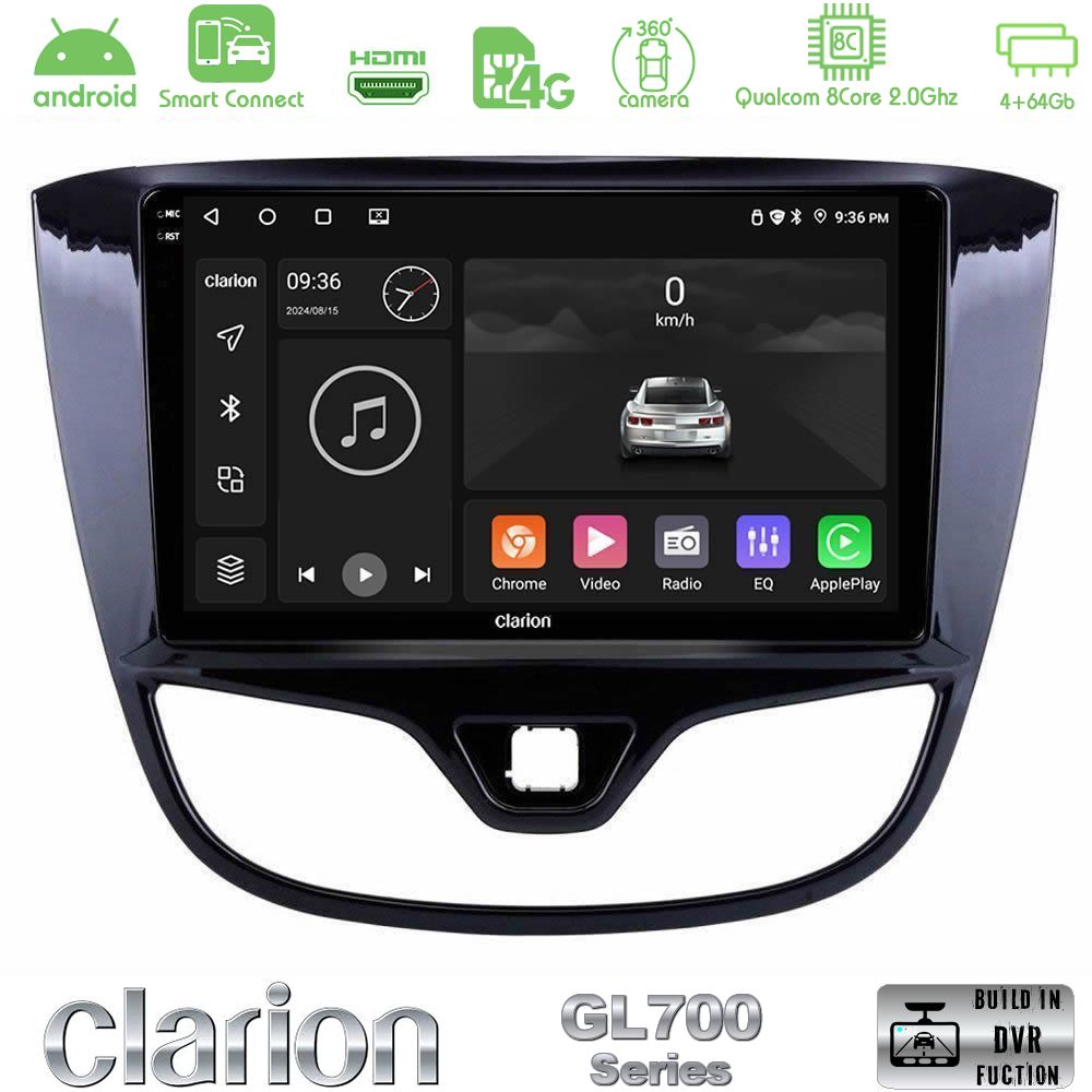 Clarion GL700 Series 8Core Android ClarionOS 4+64GB Opel Karl 2017-2019 Navigation Multimedia Tablet 9" Με Carplay & Android Auto